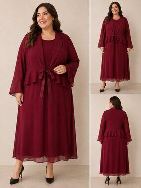Elegant Red Women's Dress with Jacket